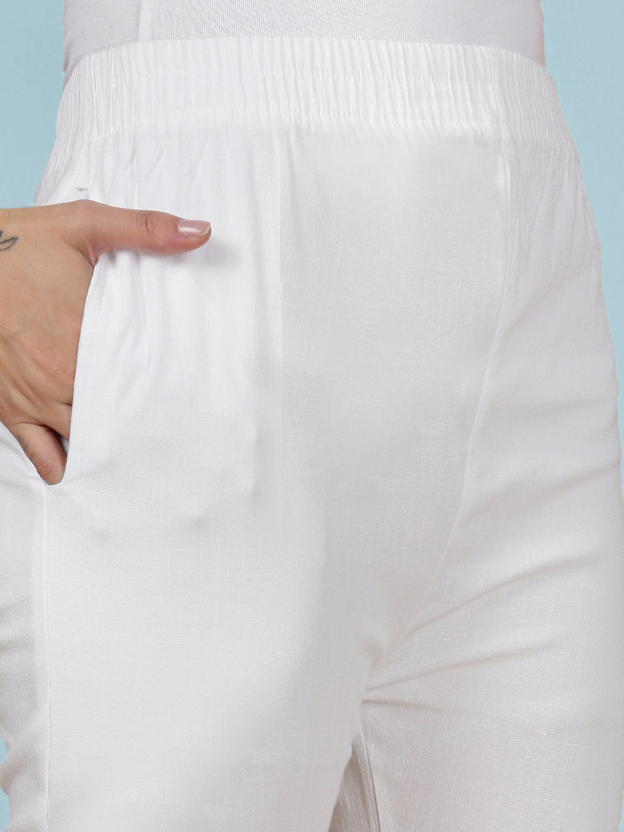 White Woven Kurti Pant