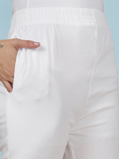 White Woven Kurti Pant