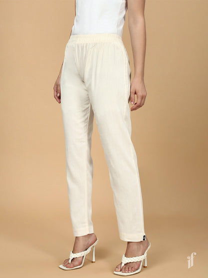 Cream Woven Kurti Pant
