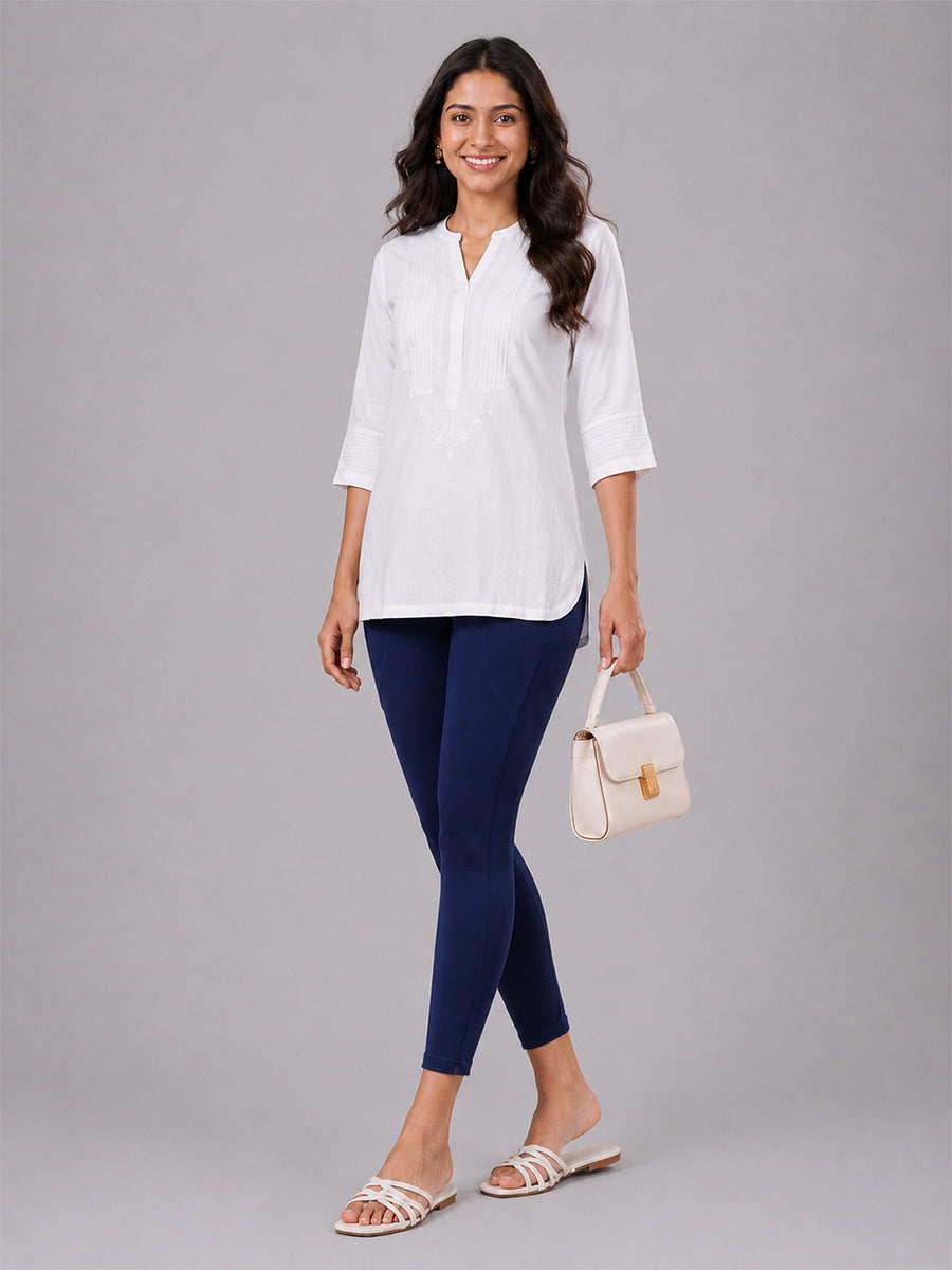 New Navy Cotton 7/8 Leggings