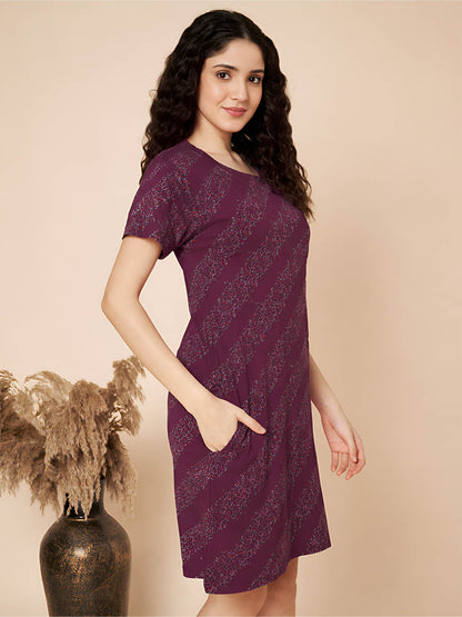 Maroon Cross print Long Top