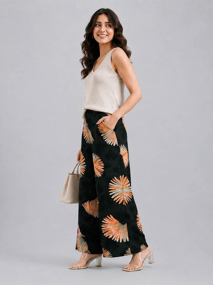 Black feather Printed Palazzo