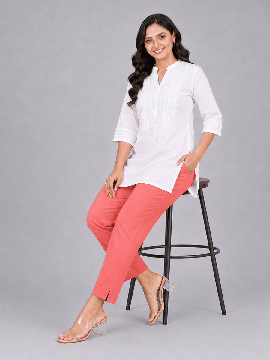 Tea Rose Woven Kurti Pant