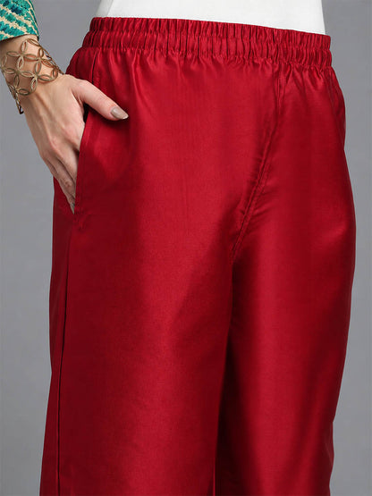 Silky Kurti Pant Maroon
