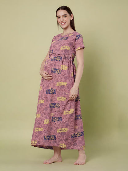 Dusty Pink AOP Printed Maternity
