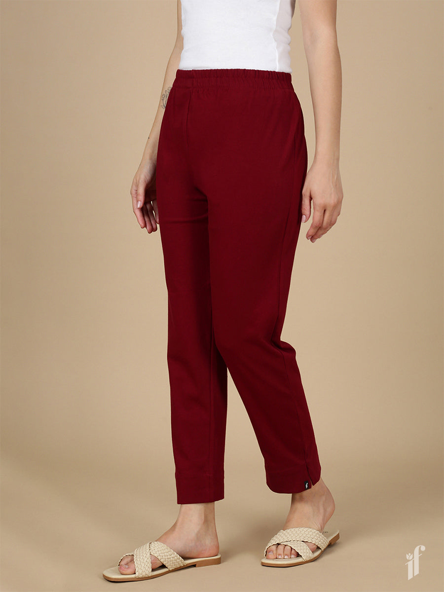 Maroon Knitted Kurti Pant