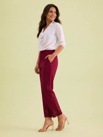 Maroon Lace Kurti Pant