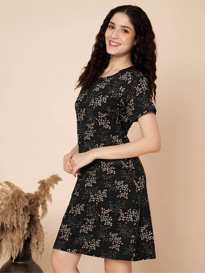 Black print Long Top
