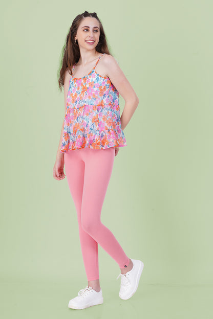 Tea Rose Cotton Ankle Leggings