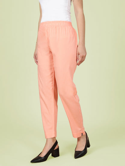 Pink Woven Kurti Pant