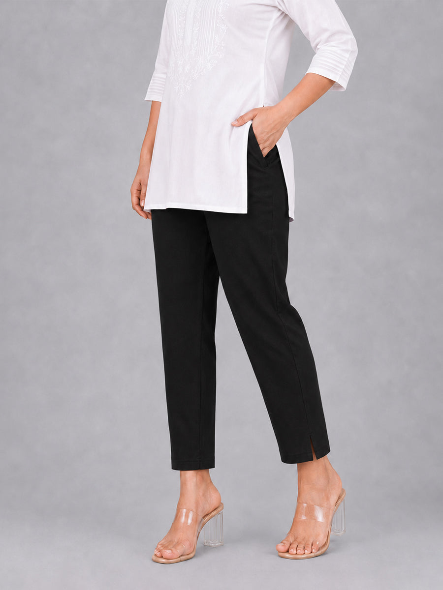 Black Woven Kurti Pant
