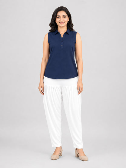 White Cotton Patiala Pants