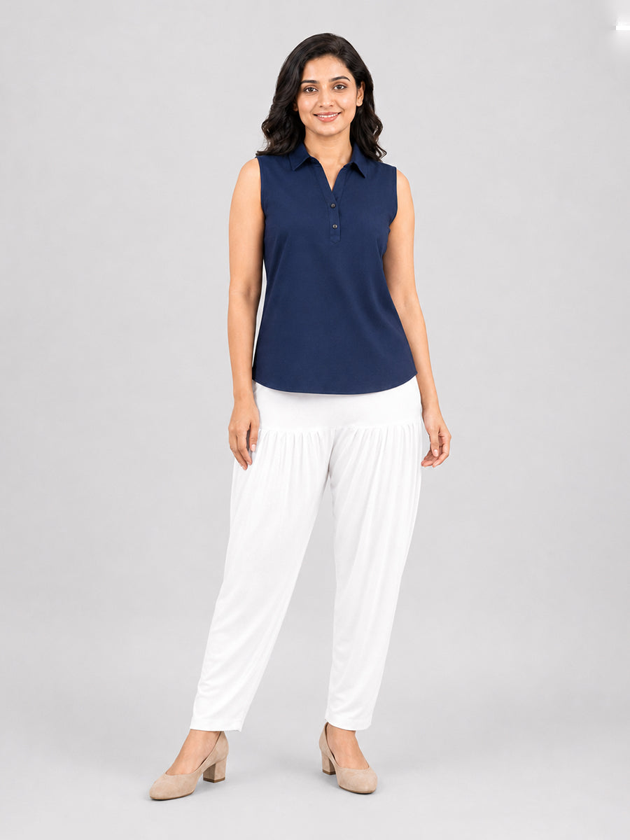 White Cotton Patiala Pants