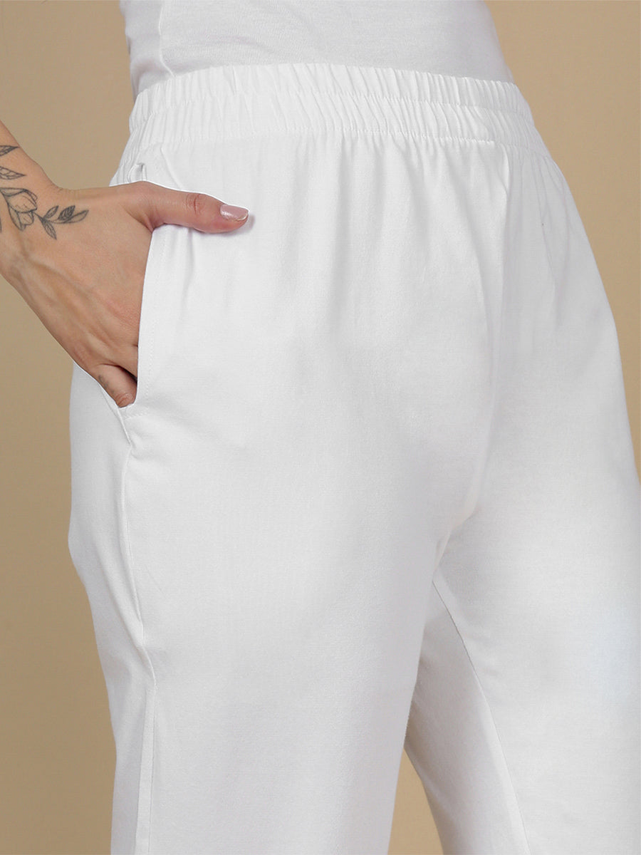 White Knitted Kurti Pant