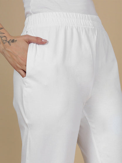 White Knitted Kurti Pant