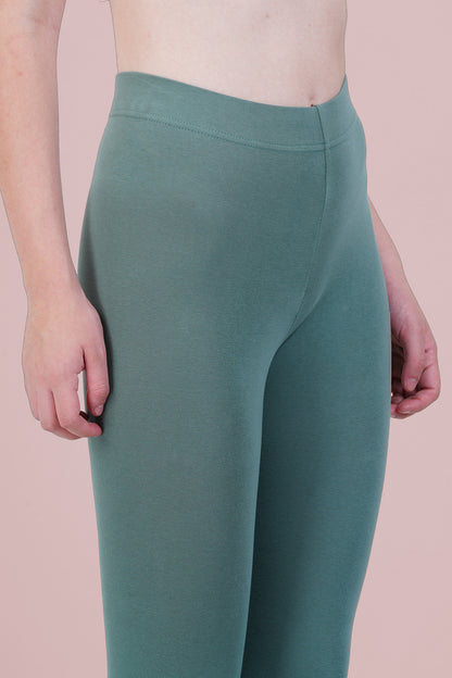 Turf Green Cotton Ankle Leggings