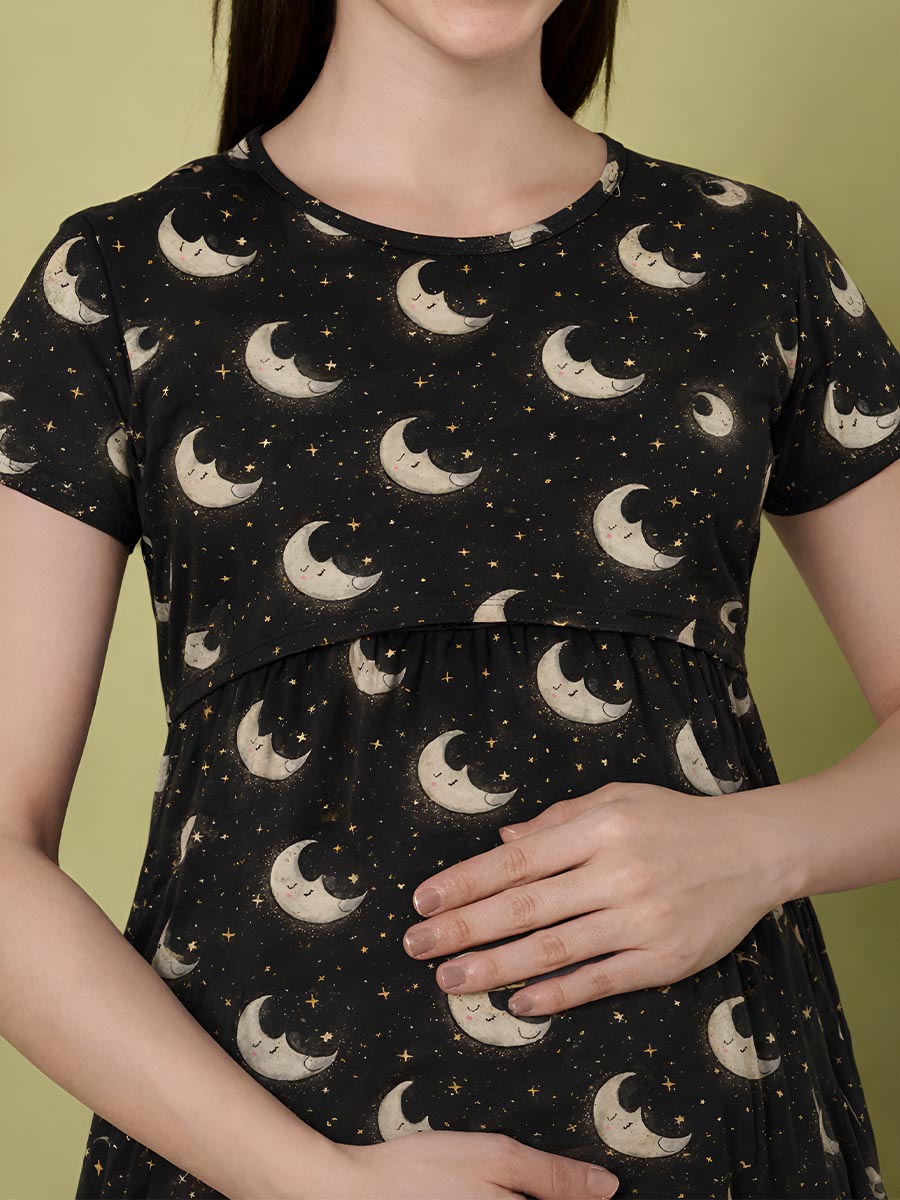 Black AOP Printed Maternity