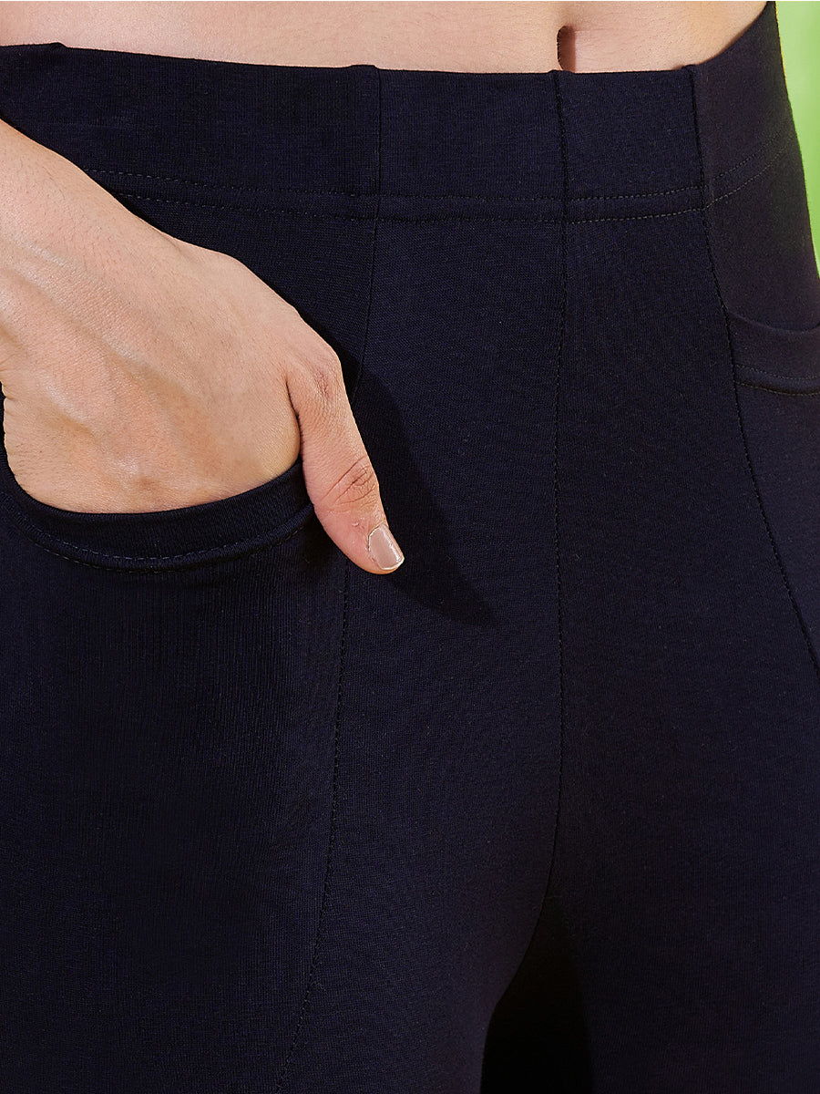 New Navy Cotton 7/8 Leggings