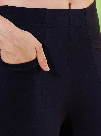 New Navy Cotton 7/8 Leggings