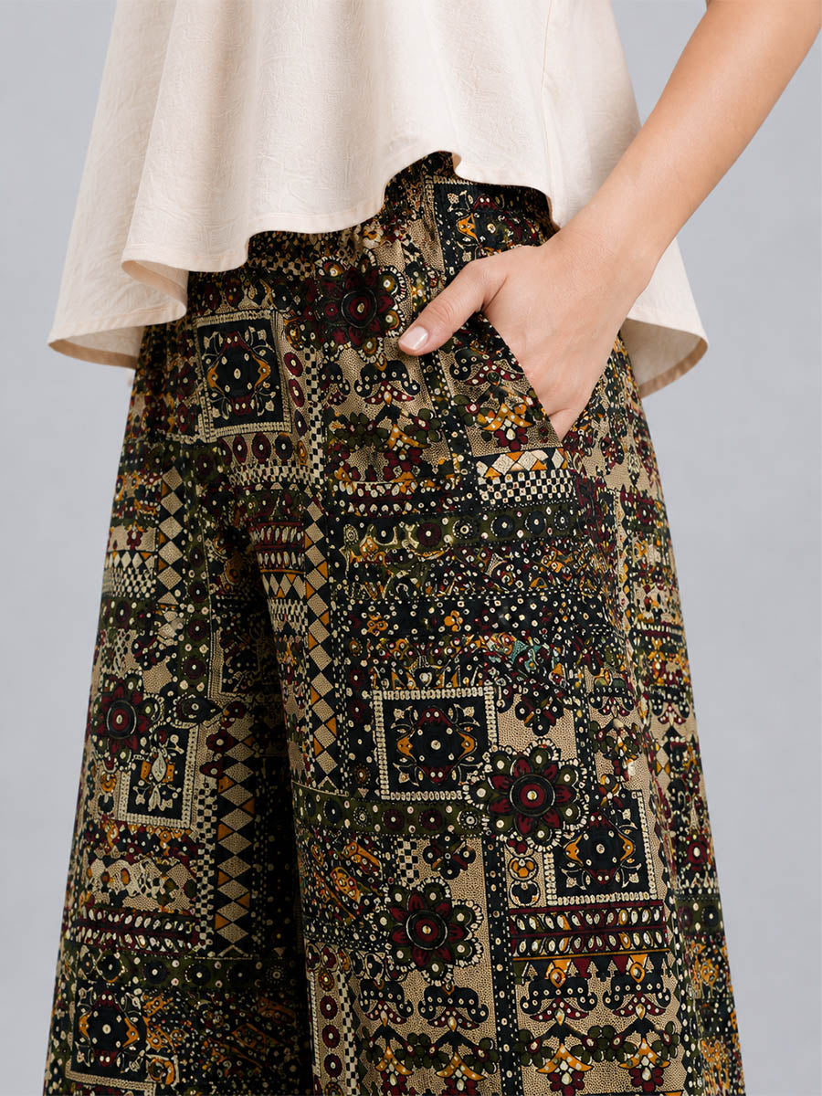 Black Flower AOP Printed Palazzo