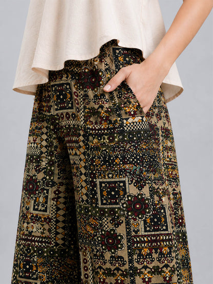 Black Flower AOP Printed Palazzo