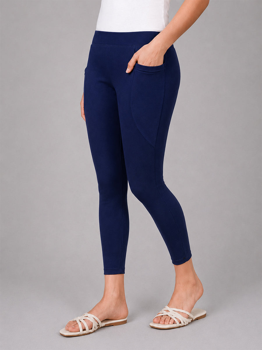 New Navy Cotton 7/8 Leggings