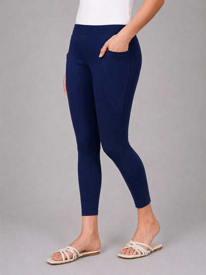 New Navy Cotton 7/8 Leggings