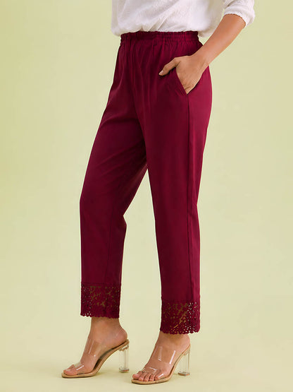 Maroon Lace Kurti Pant