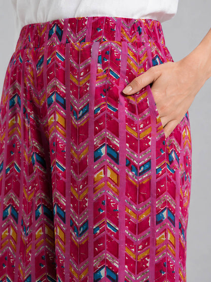 Pink AOP Printed Palazzo