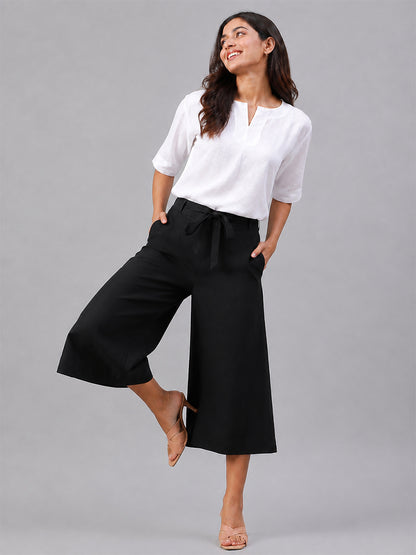 Rayon Culottes Black Pant