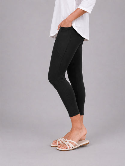Black Cotton 7/8 Leggings