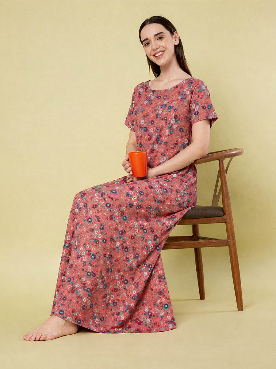 Gajari Floral print Nighty