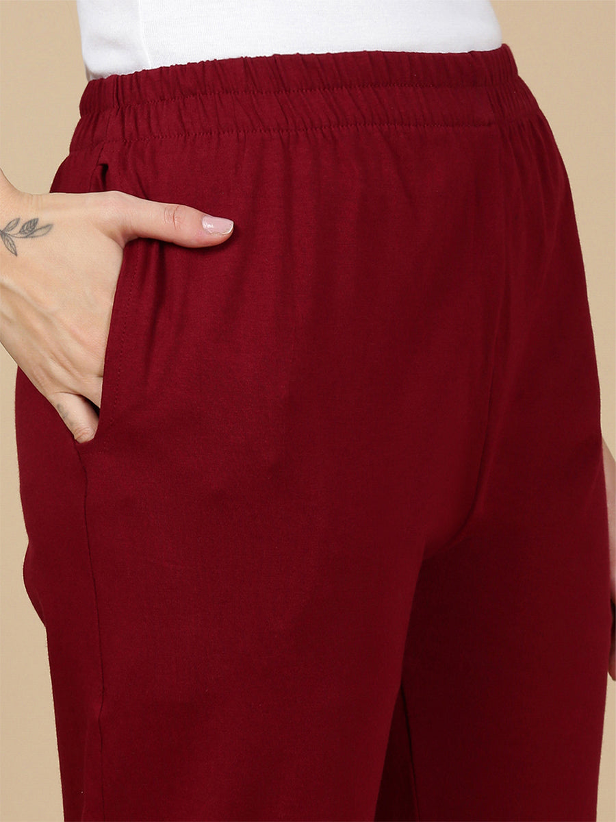 Maroon Knitted Kurti Pant