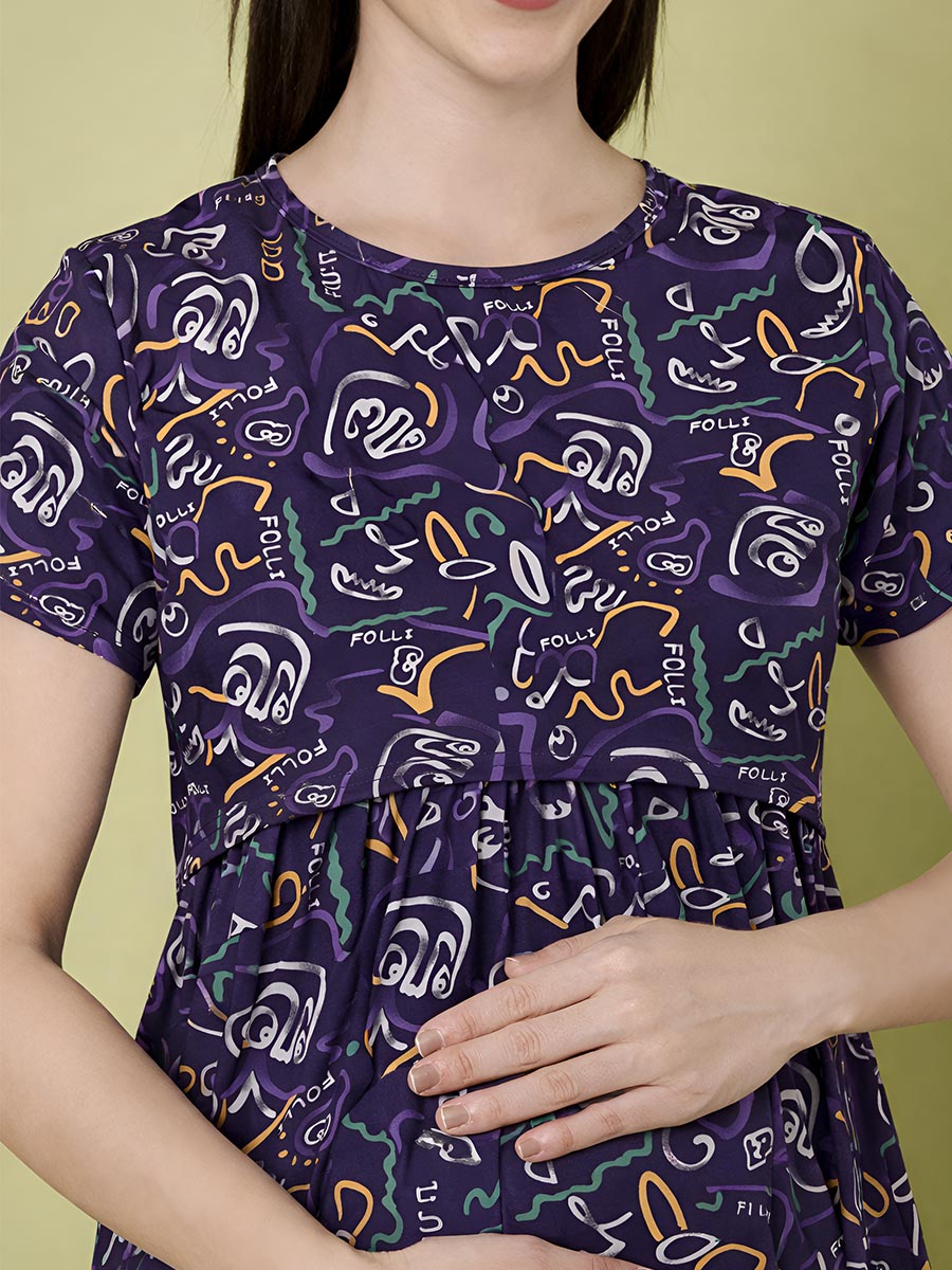 Navy AOP Printed Maternity