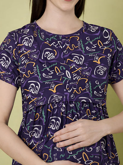 Navy AOP Printed Maternity