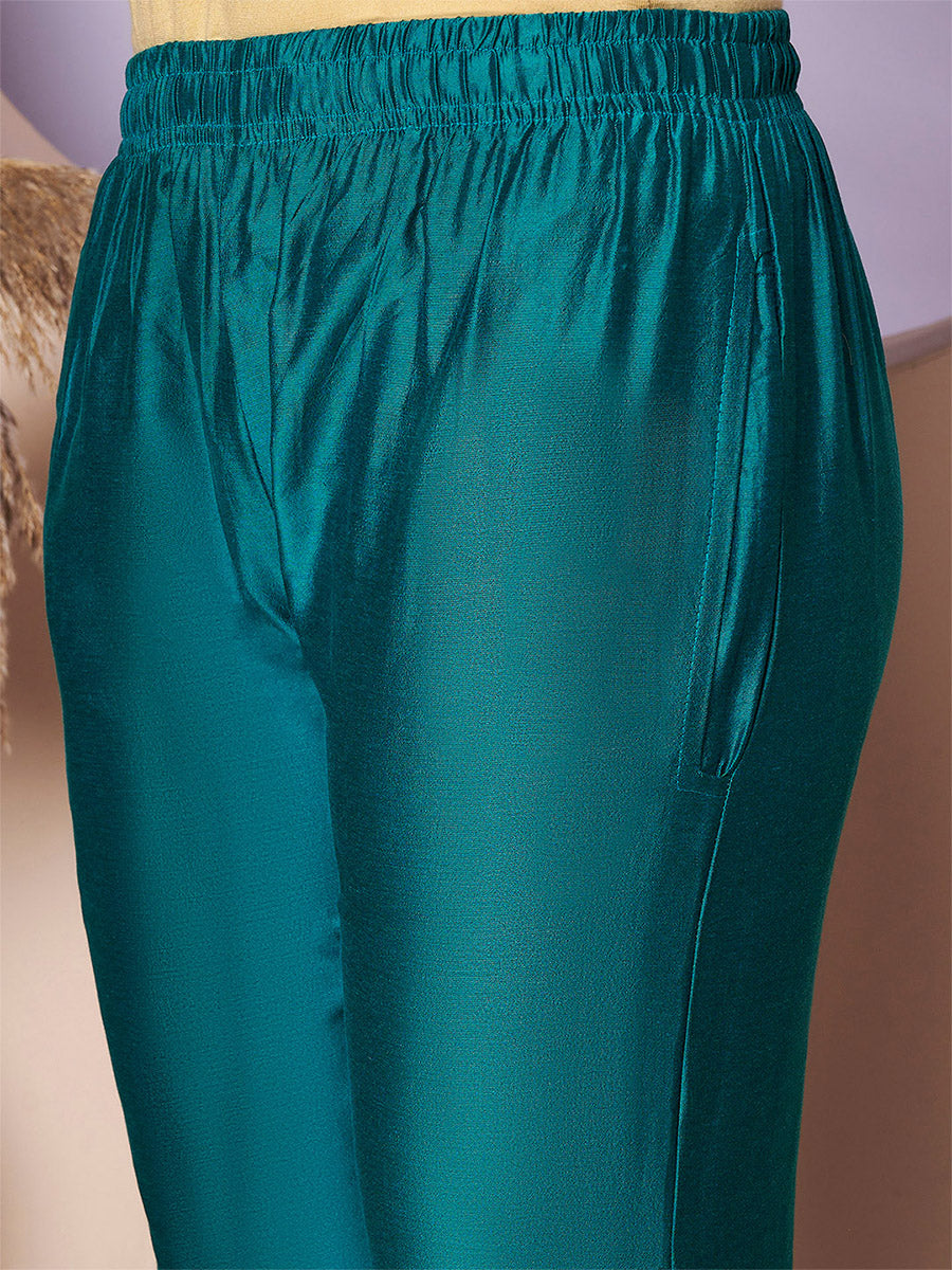 N Green Metallic Straight Pants