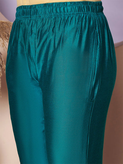 N Green Metallic Straight Pants