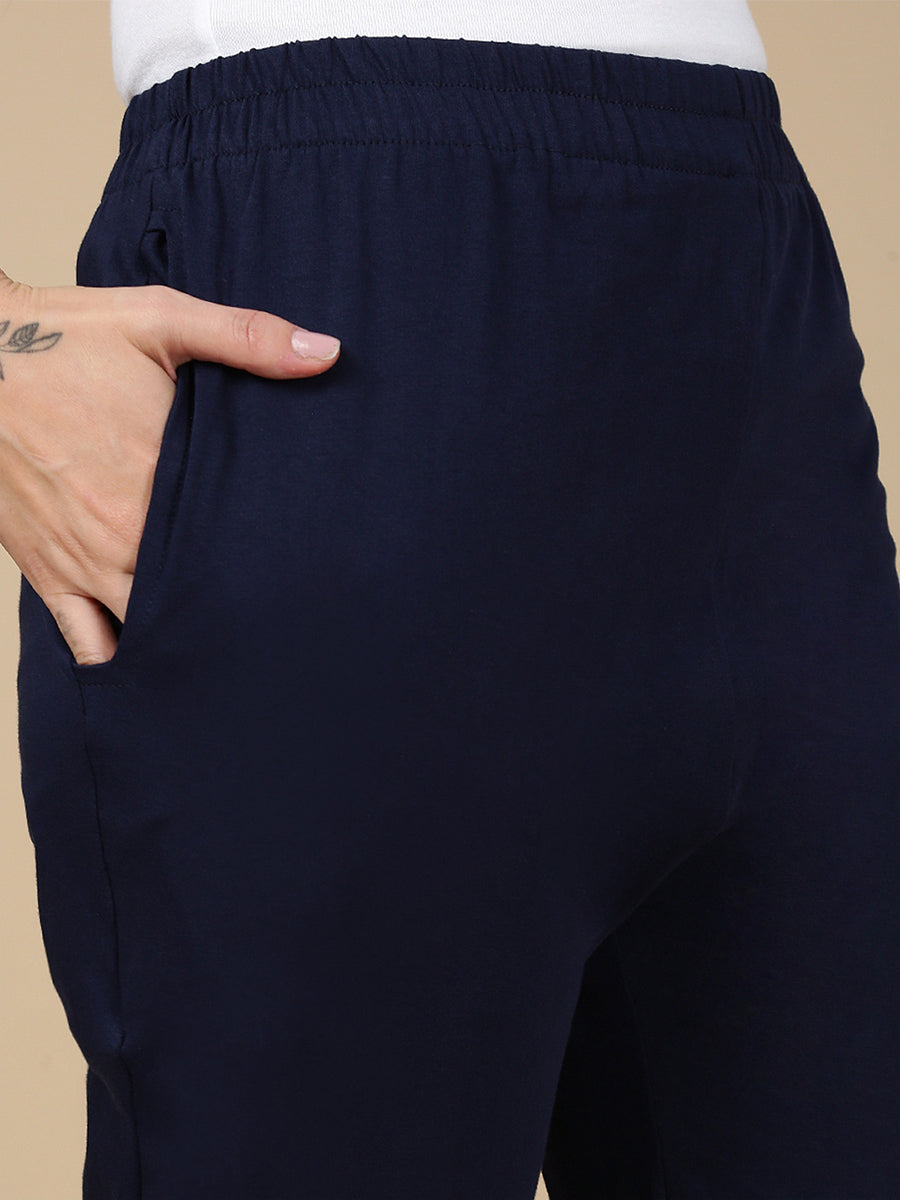 Navy Knitted Kurti Pant