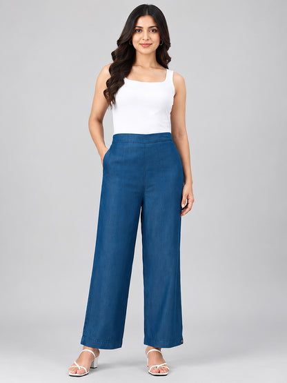 Soft Denim Palazzo Pants