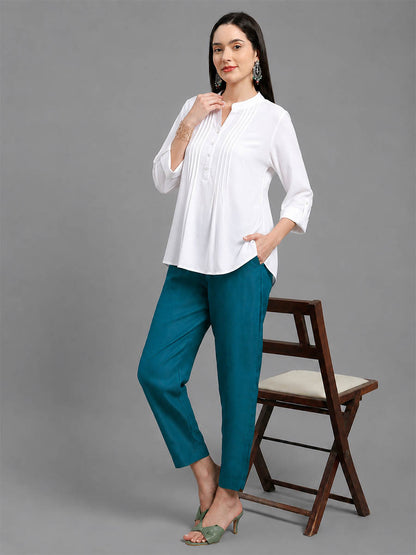 Silky Kurti Pant Rama Blue