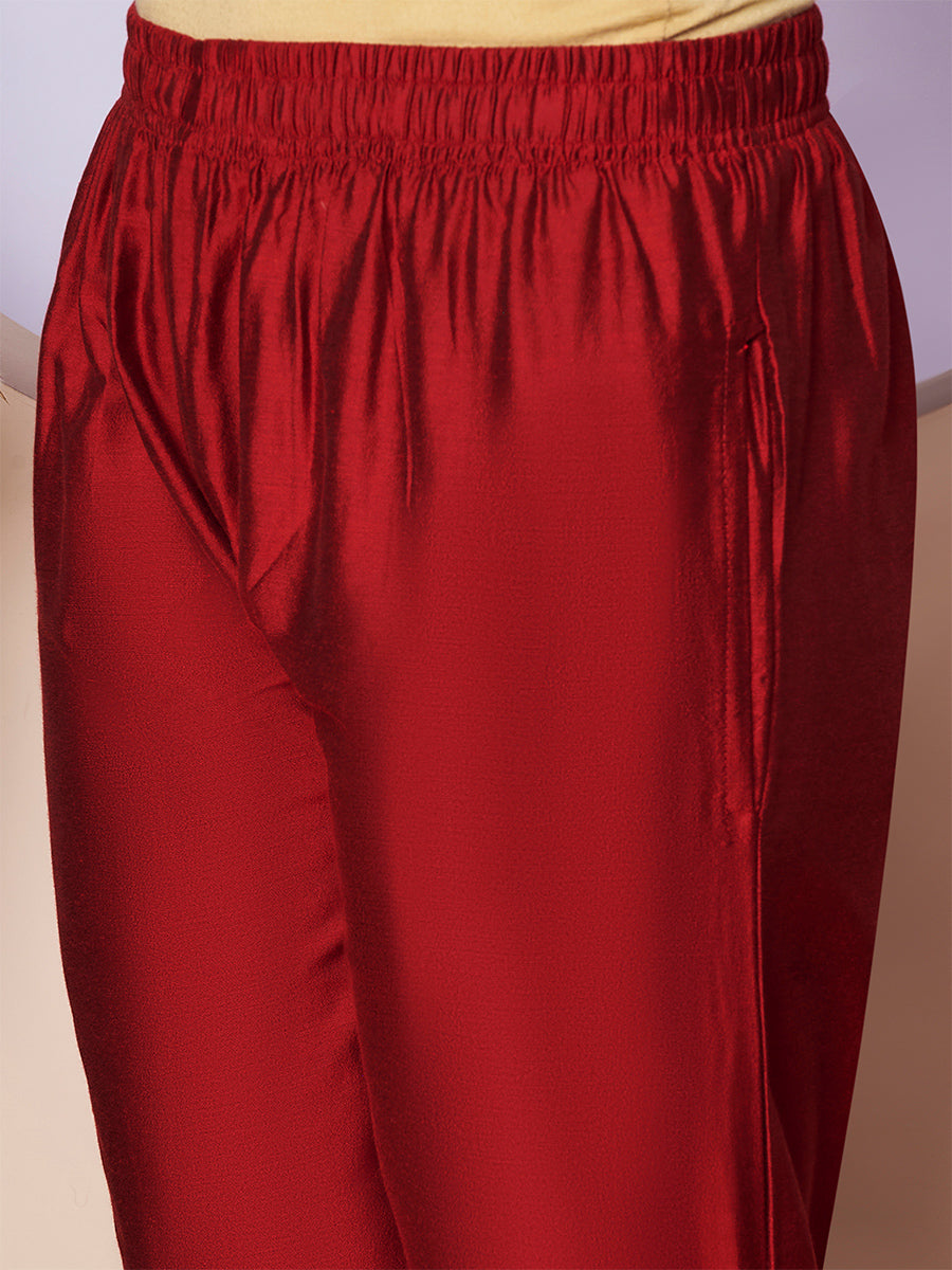 Red Metallic Straight Pant