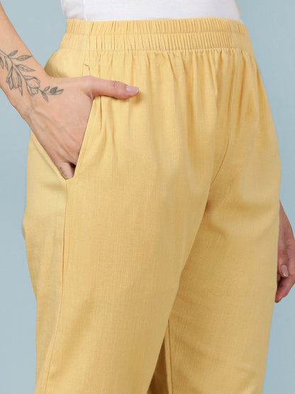 Skin-Tone Woven Kurti Pant