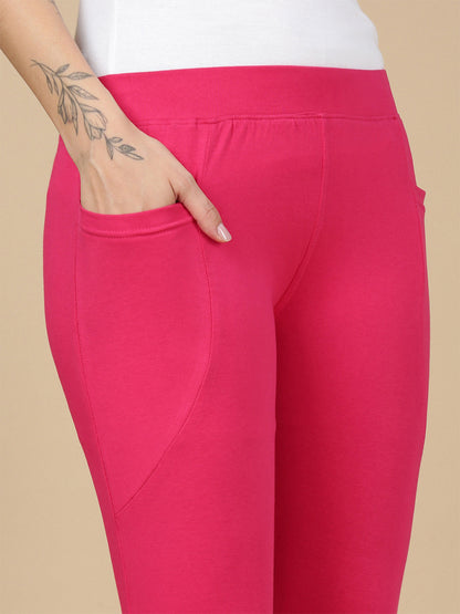 New Dark Red Cotton 7/8 Leggings