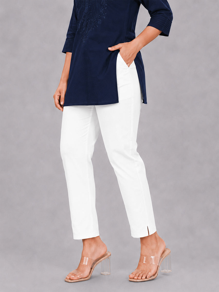 White Woven Kurti Pant