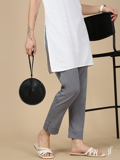 Grey Knitted Kurti Pant
