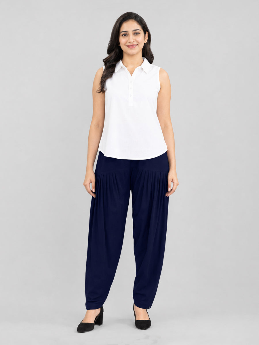Navy Cotton Patiala Pants