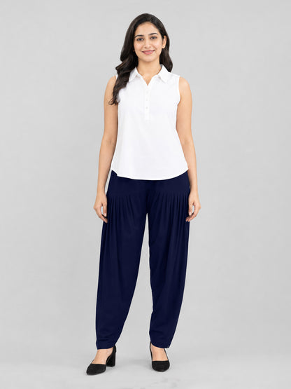 Navy Cotton Patiala Pants