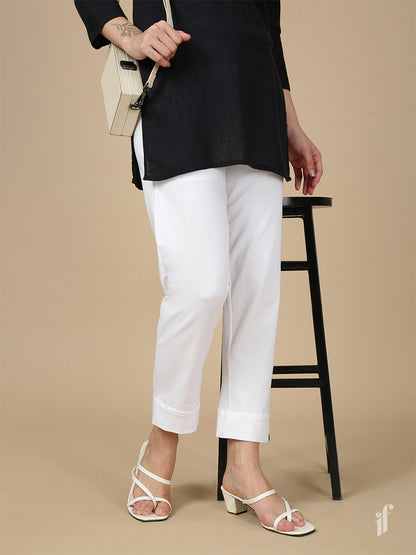 White Knitted Kurti Pant