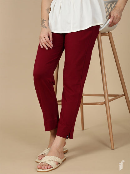 Maroon Knitted Kurti Pant