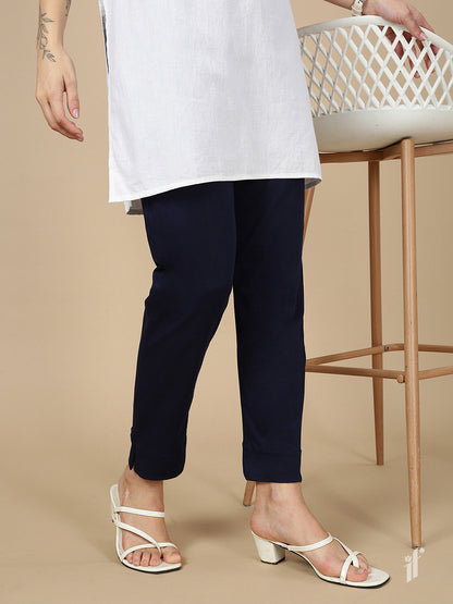 Navy Knitted Kurti Pant